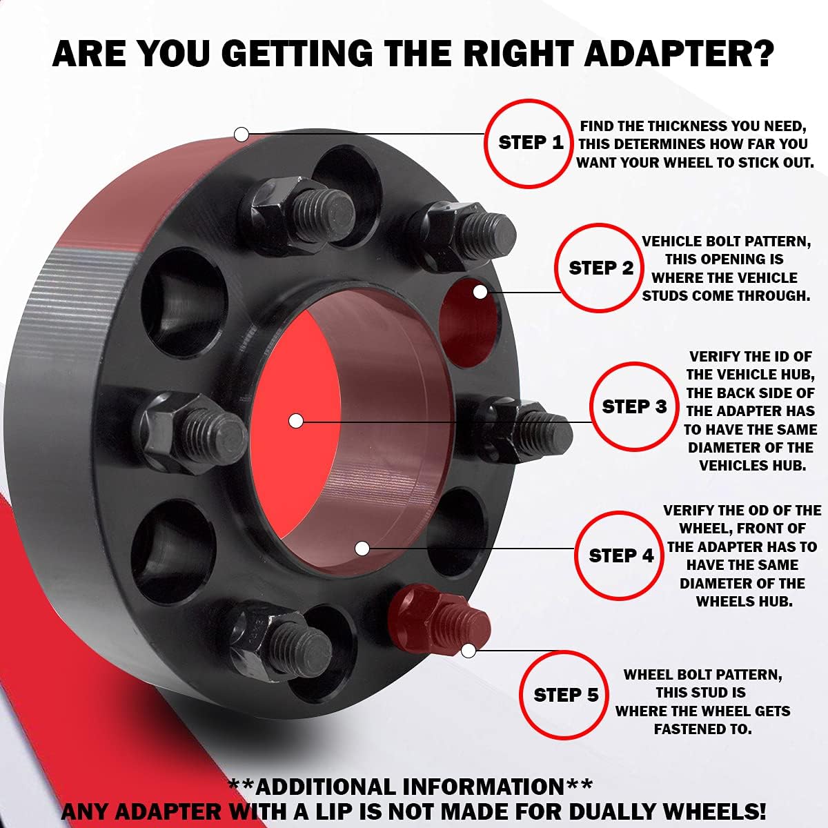 Wheel Adapters 5x4.50 to 5x4.50 Hub Centric 70.50mm Billet Aluminum 1" Thick Set of 2 J197