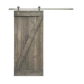 Weather Gray Stained Wood Interior Sliding Barn Door with Hardware Kit X7664