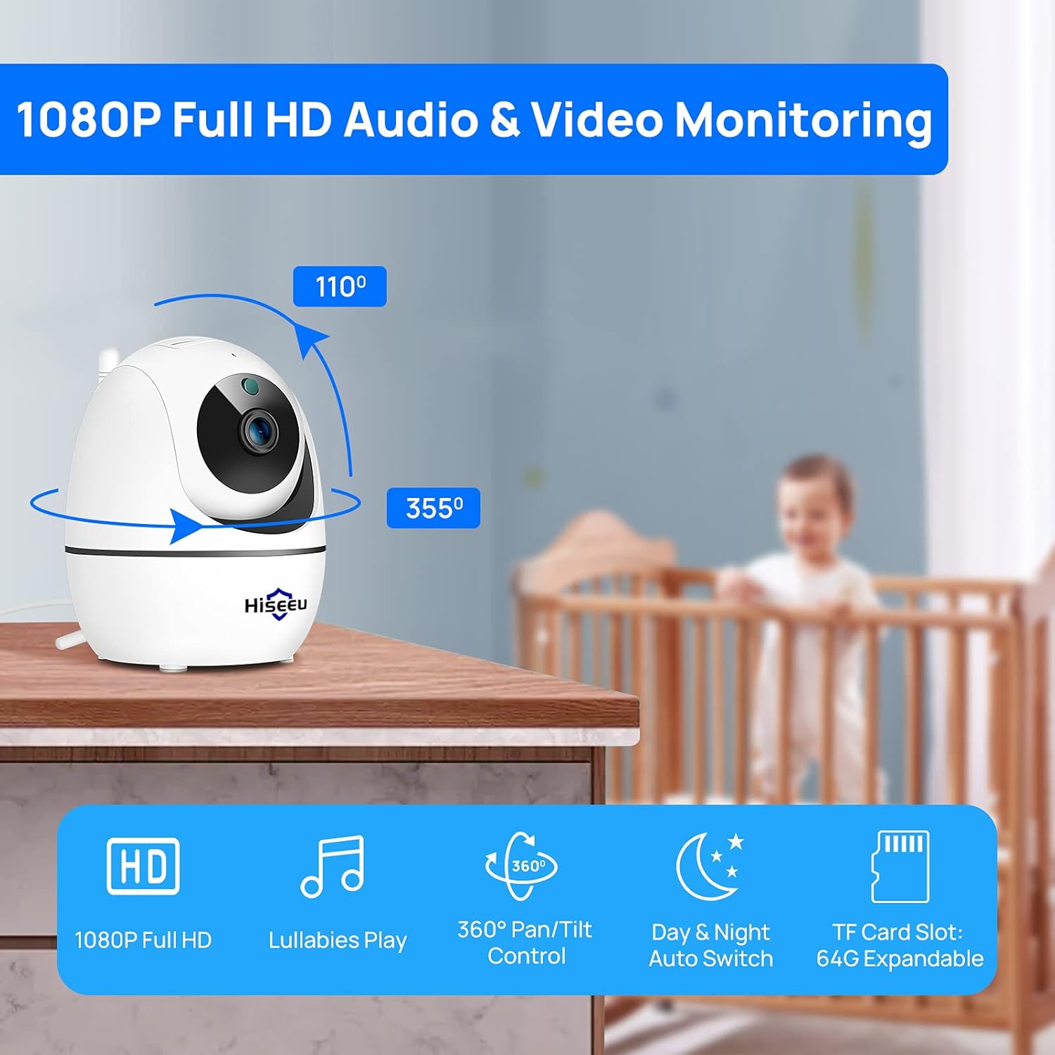 1080P Wireless Baby Monitor with Night Vision I10141