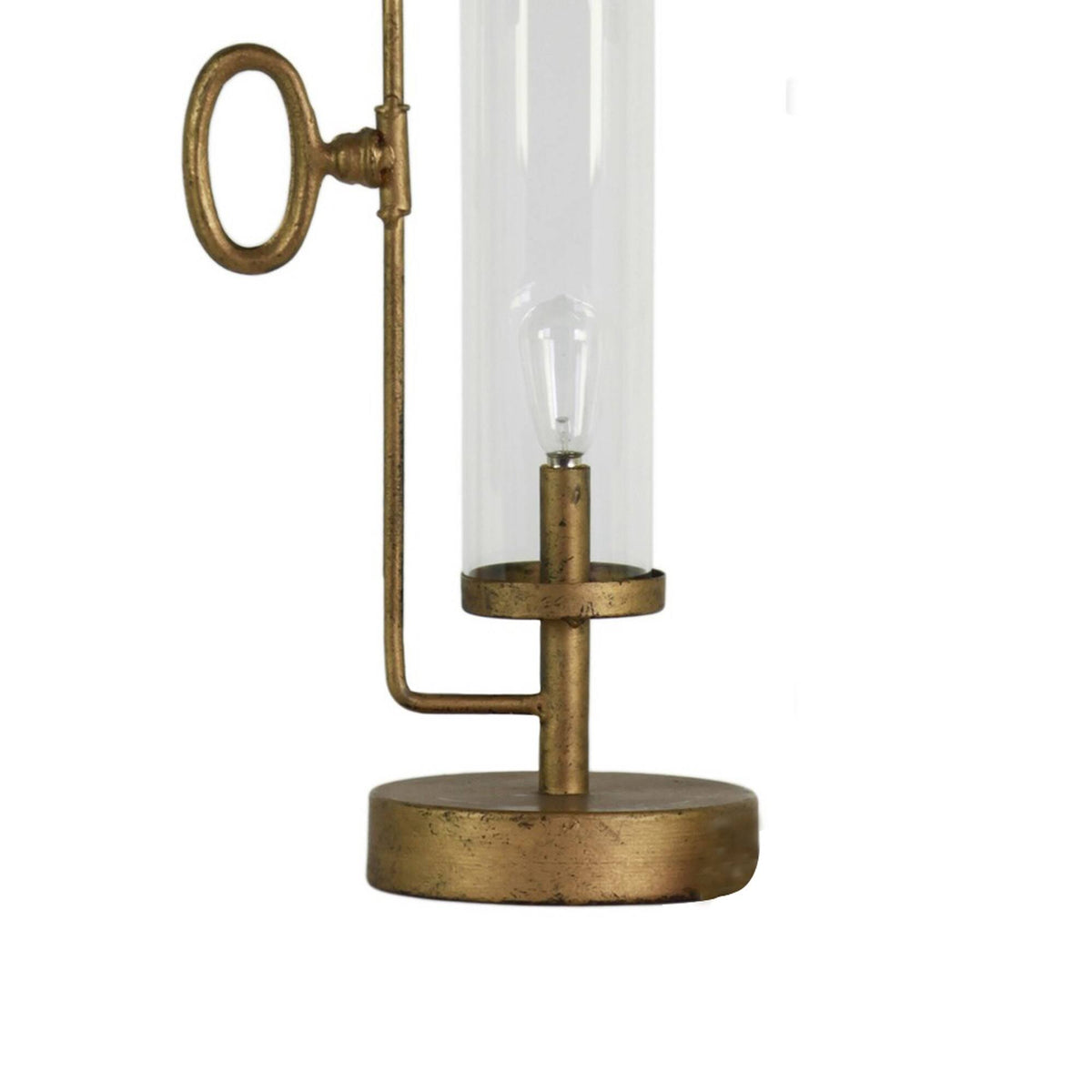 Antique Gold Metal Round Lantern with Glass Cylinder, Set of 2 M394316