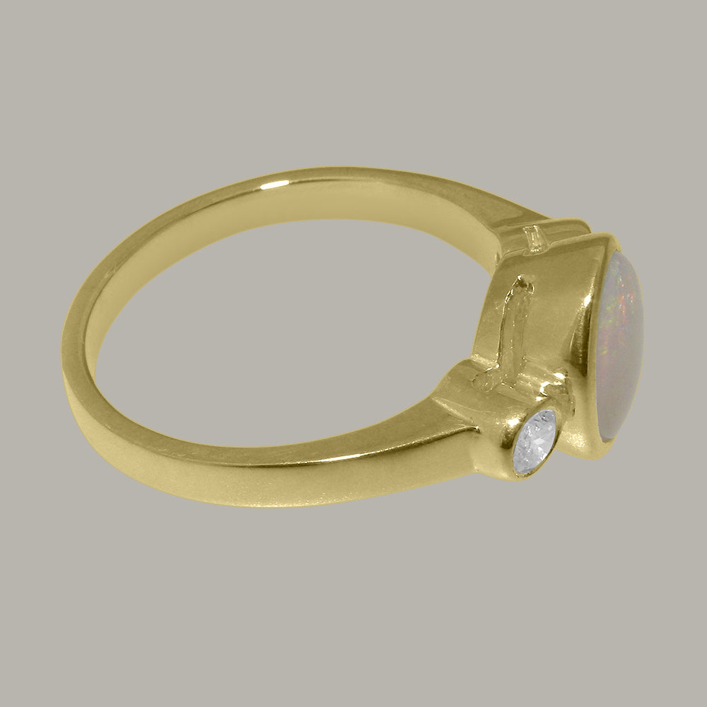 9k Yellow Gold Opal Diamond Engagement Ring F358