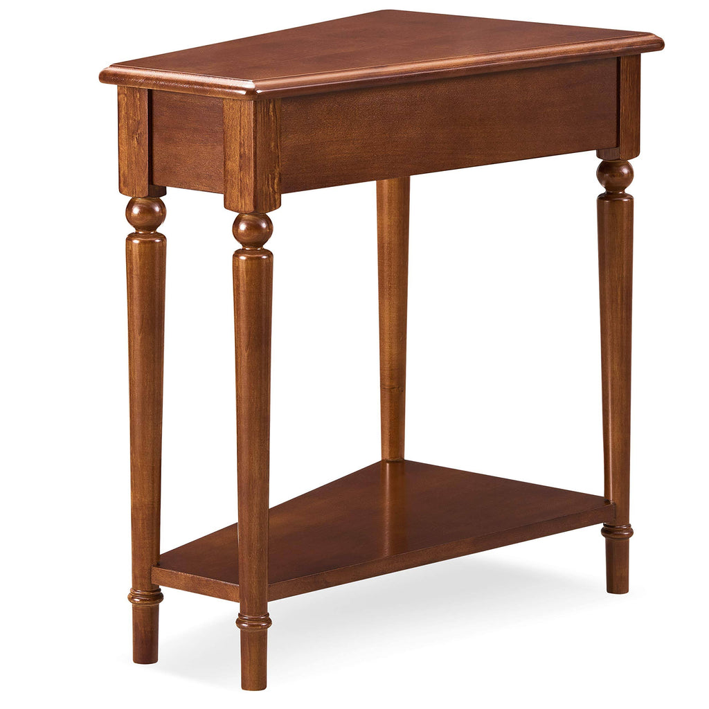 Coastal Wedge Table with Shelf in Pecan D363756