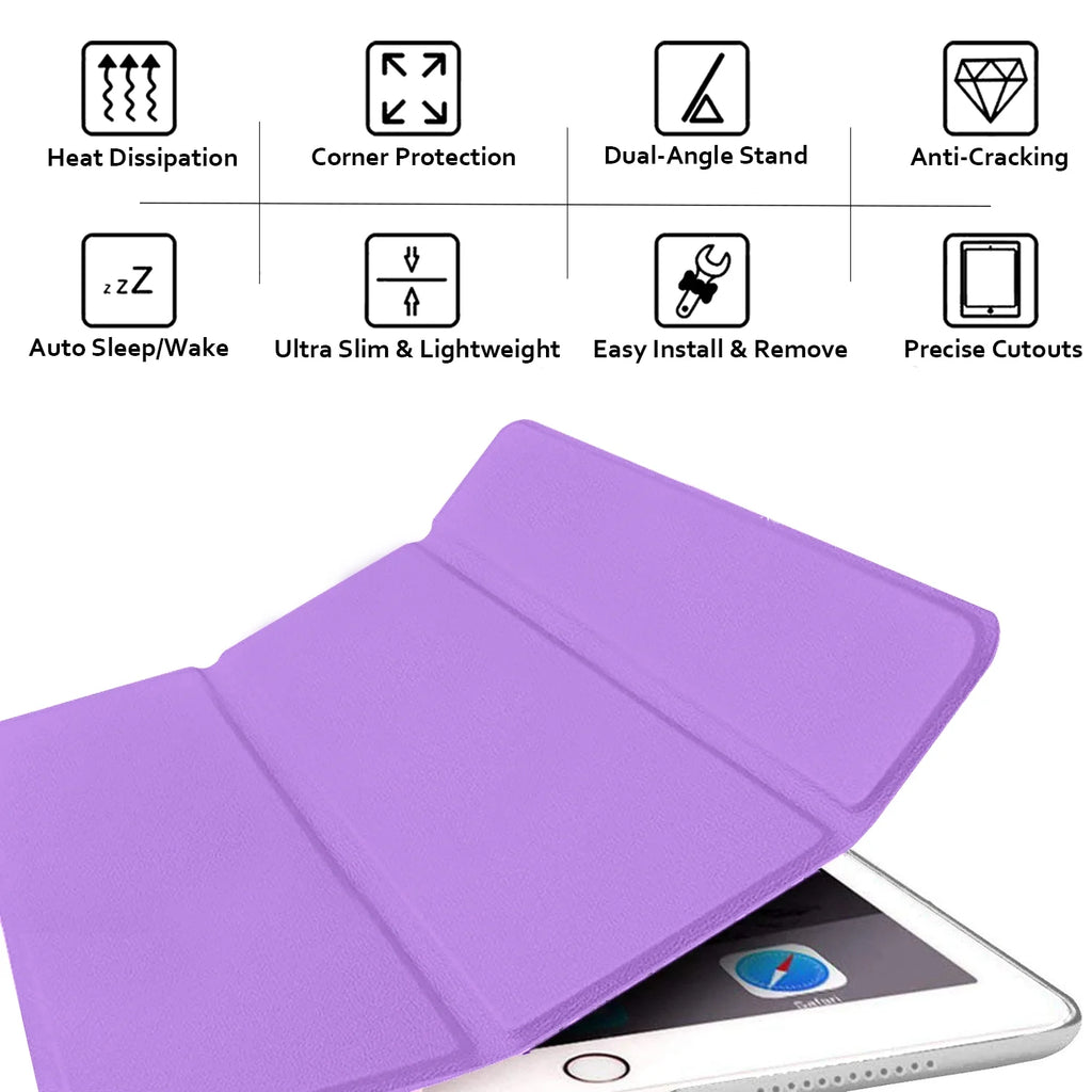 Purple TriFold Hard Smart PC Back Cover for iPad Air 9.7 Inch N619