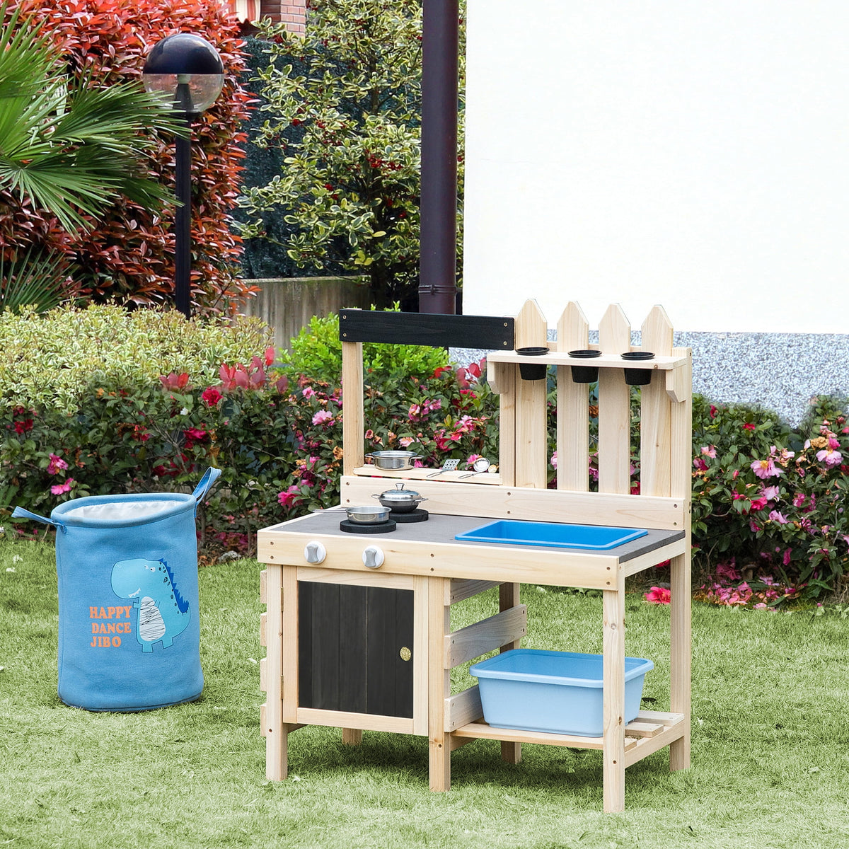 Outdoor Wooden Kitchen Play Set with Removable Sink X935698