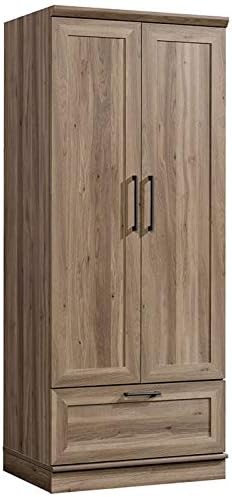 Dakota Oak Finish Wardrobe Armoire with 1-Drawer and Garment Rod A85063