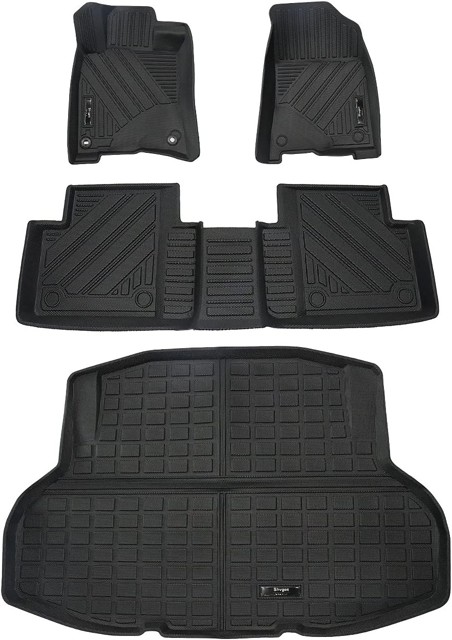 Black All-Weather Rubber Car Floor Mats and Cargo Trunk Liners Set D476034