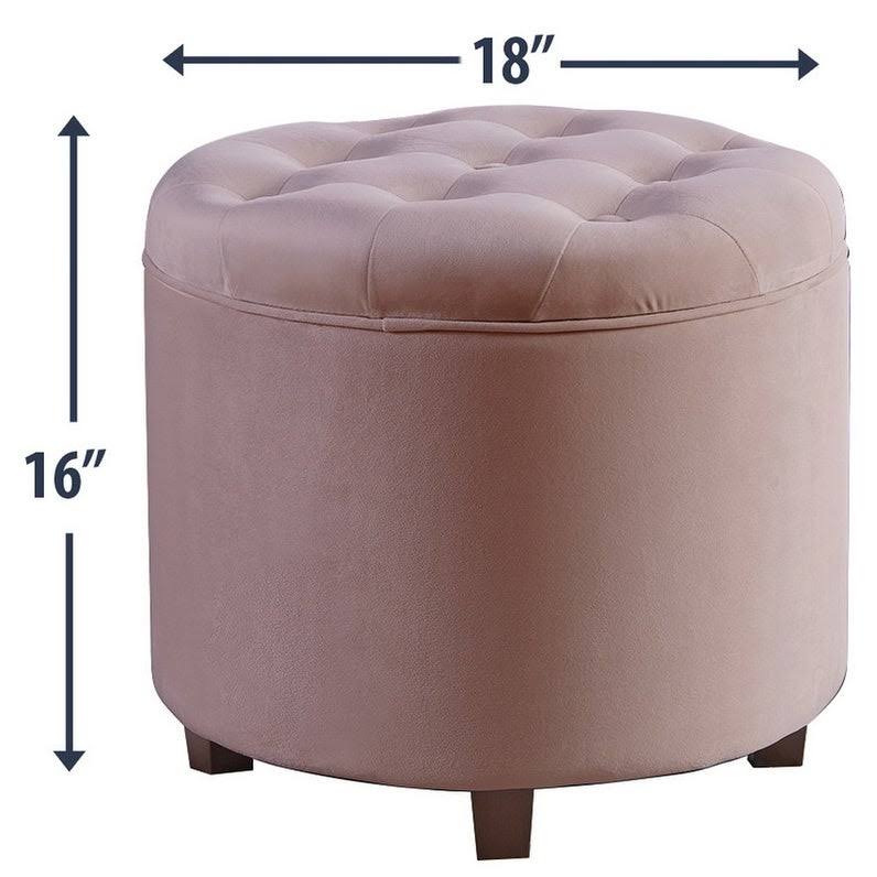 Silver Tufted Velvet Round Storage Ottoman P30694
