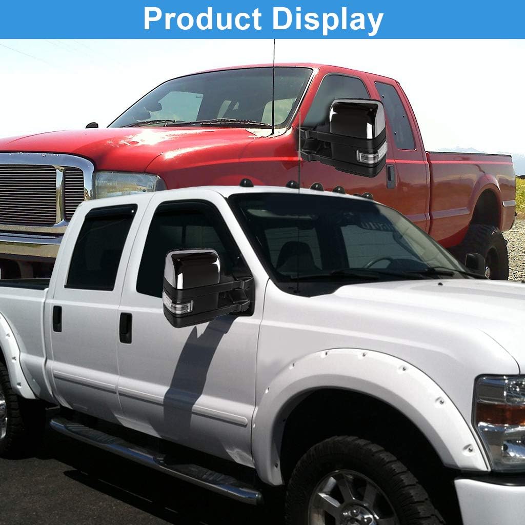 Chrome Housing Heated Power Towing Mirrors for Ford F-150 P99669