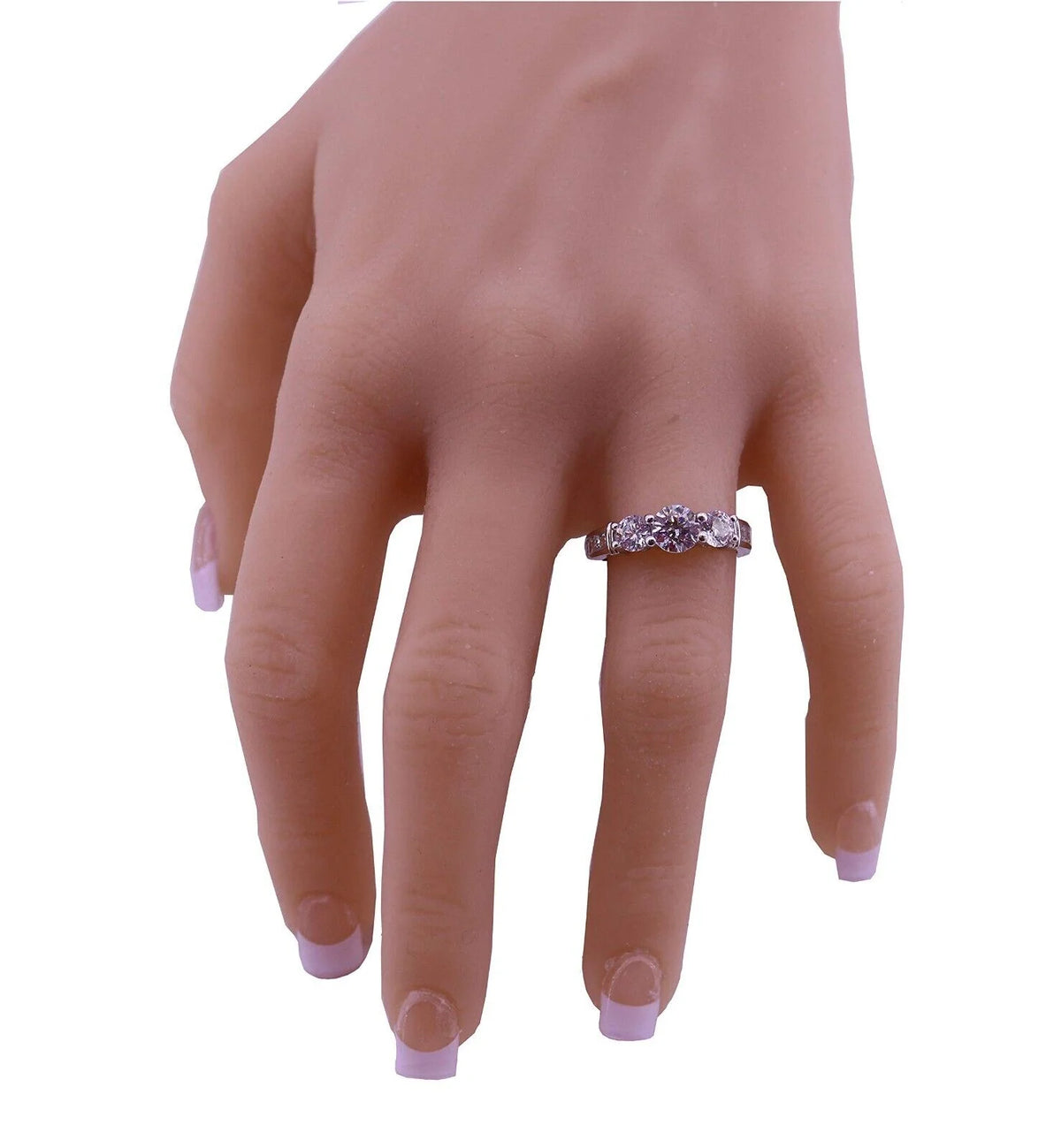 CZ 3 Stone Ring 2.50ctw 10k White Gold Size 6 A662397