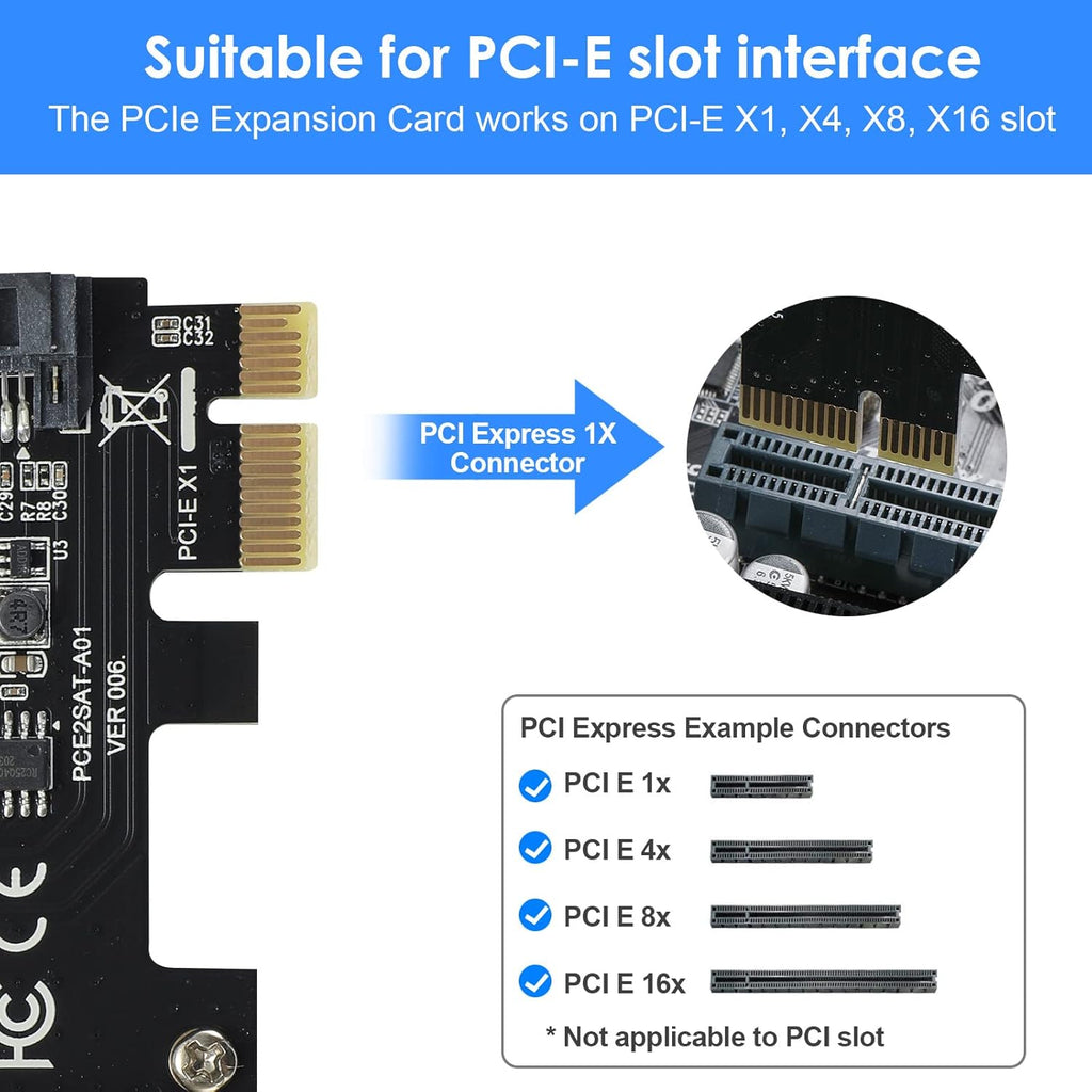 PCIe SATA Card 2 Ports, 6Gbps SATA 3.0 Controller Card S599