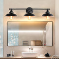 Black Bathroom Vanity Light Fixtures Over Mirror X3885