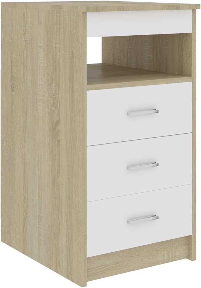 White Sonoma Oak Chipboard Drawer Cabinet G79727