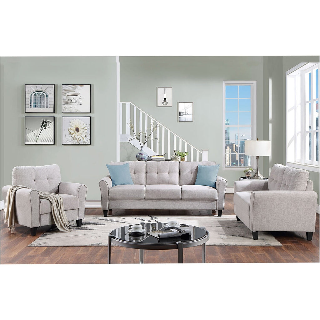 Light Grey-Blue Sofa Set with Armchair, Loveseat and 3-Seat Sofa X6989