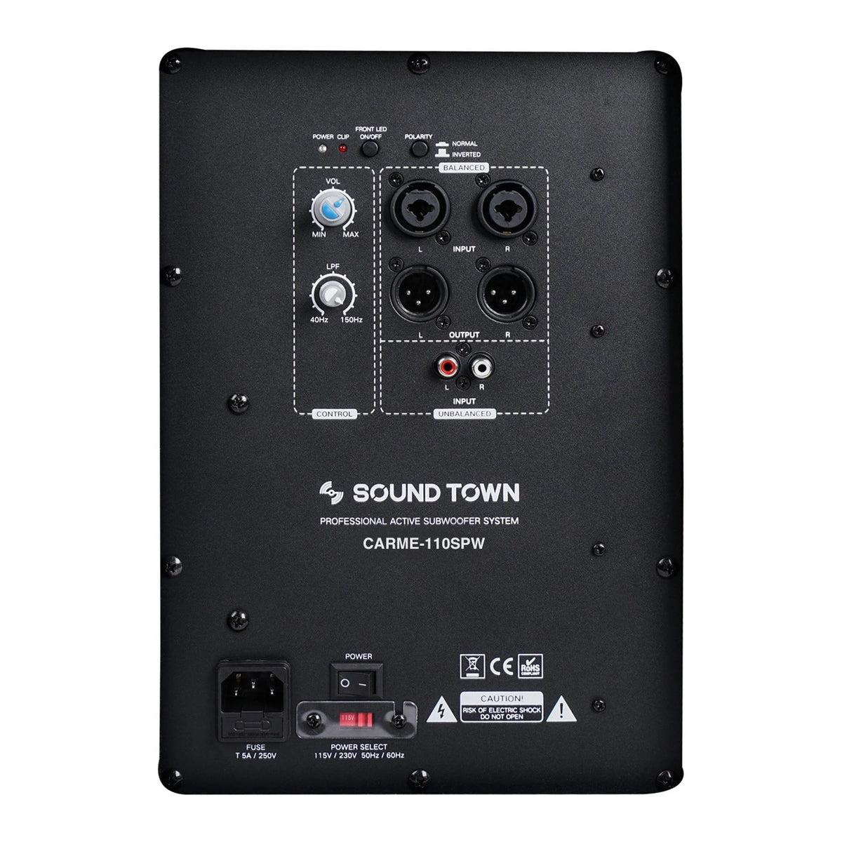 10” 600W Powered Subwoofer with Folded Horn Design, Black L853