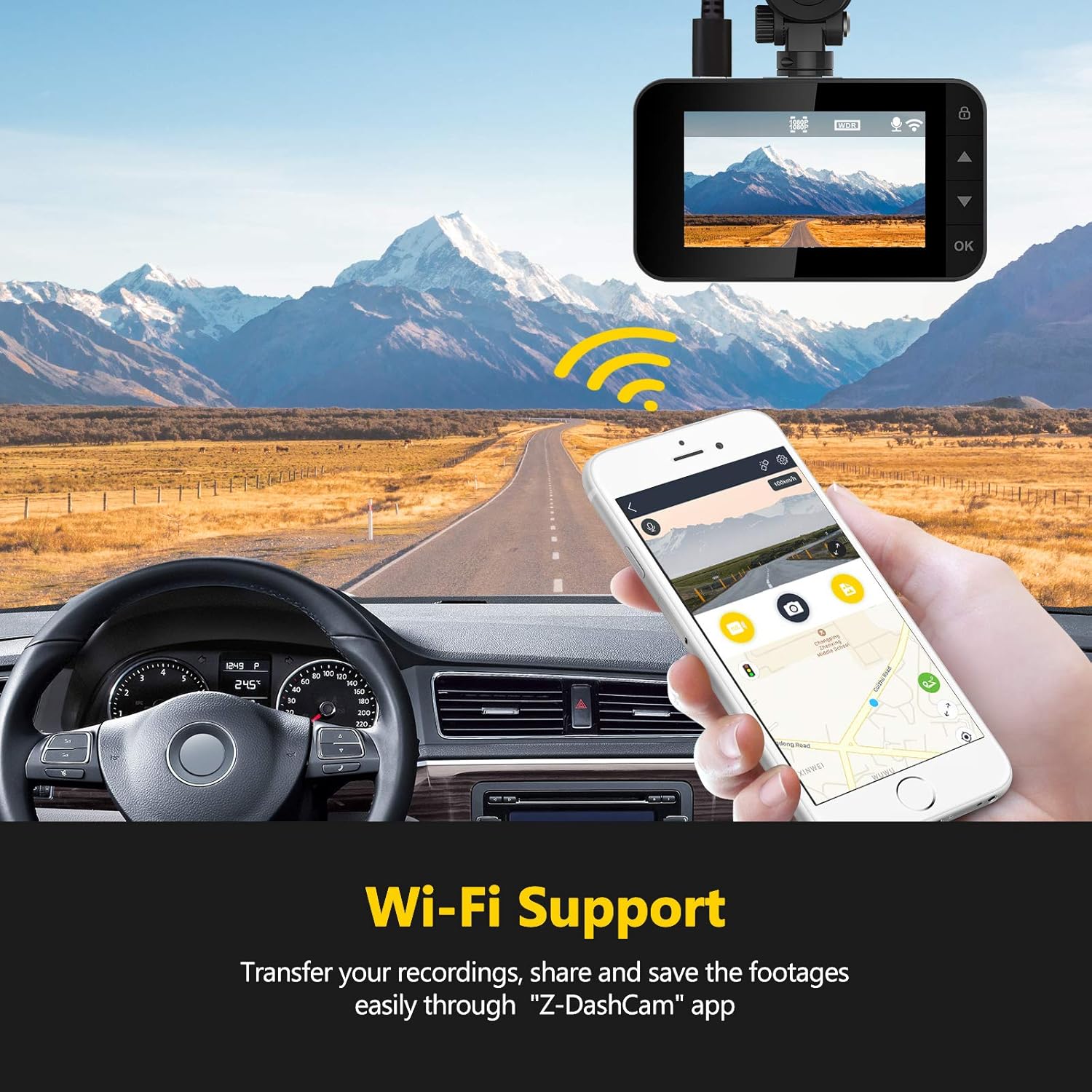 WiFi Dash Cam Front and Rear Dual Cam Car DVR Q80593
