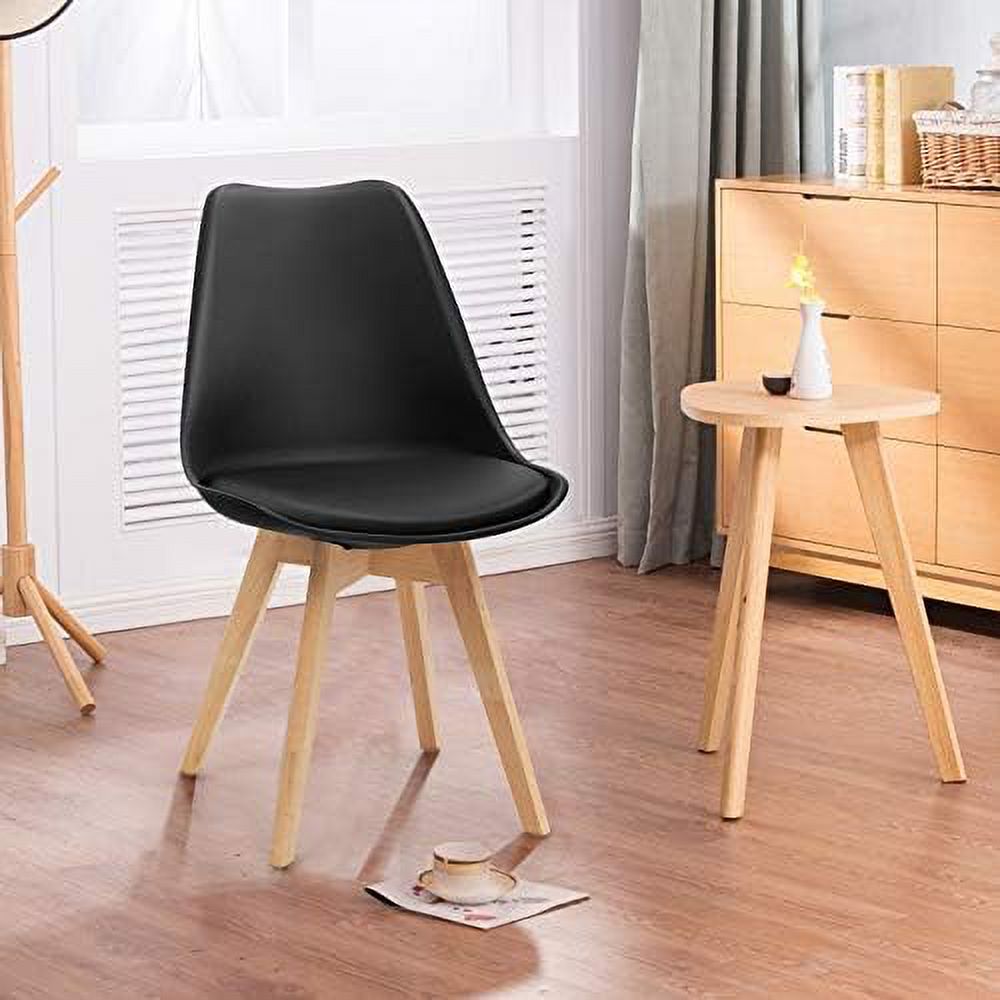 Set of 4 Upholstered Dining Chairs with Padded Seat and Solid Wood Legs P1802
