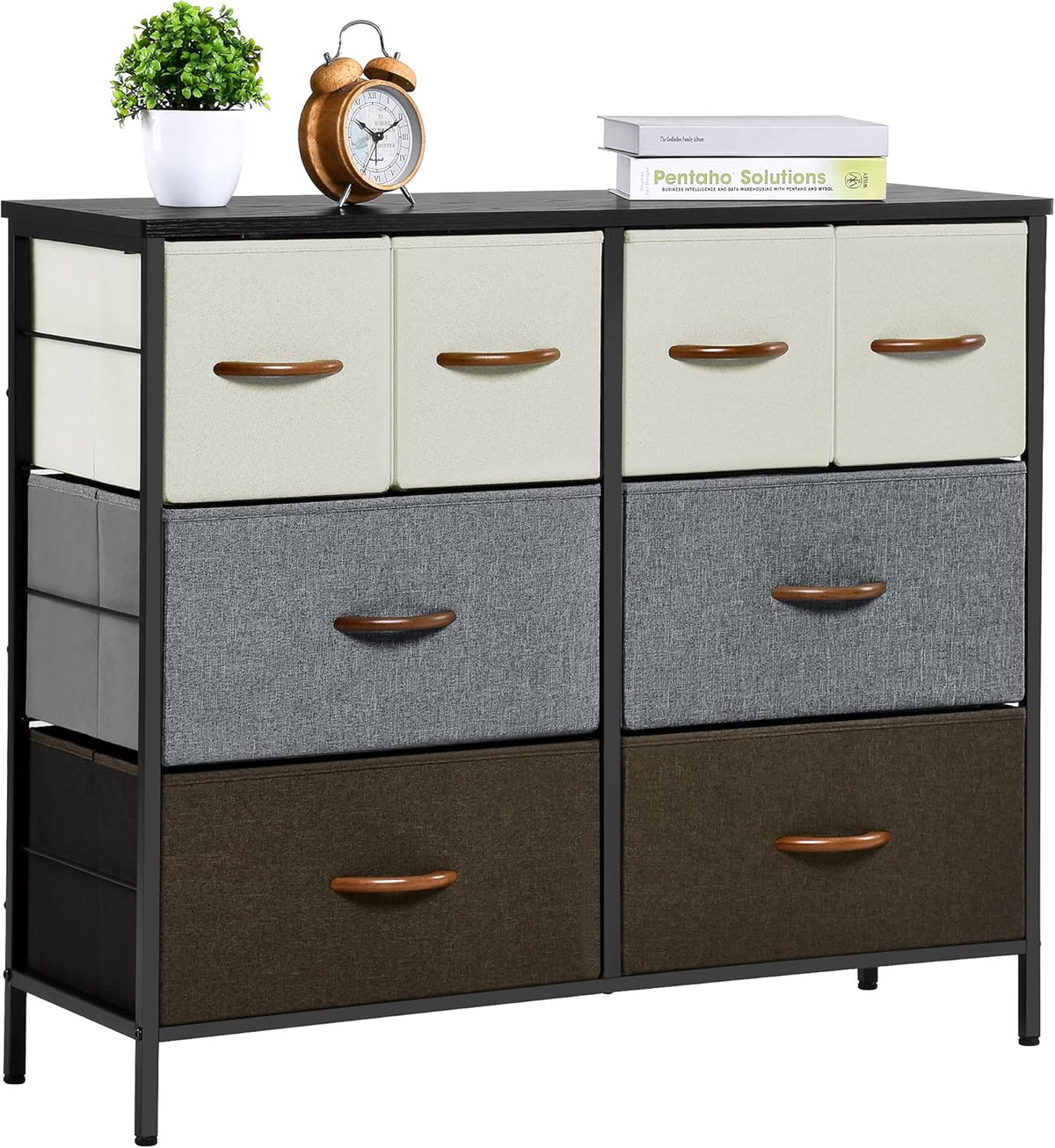 Grey Blue 8 Drawer Fabric Dresser Y55452