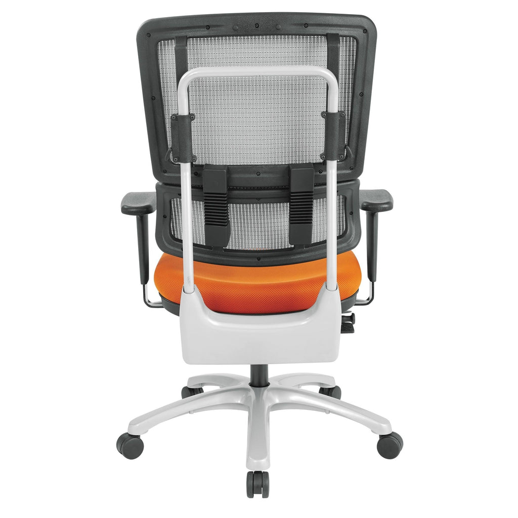Grey Mesh Back Chair with Silver Base, Orange O94345