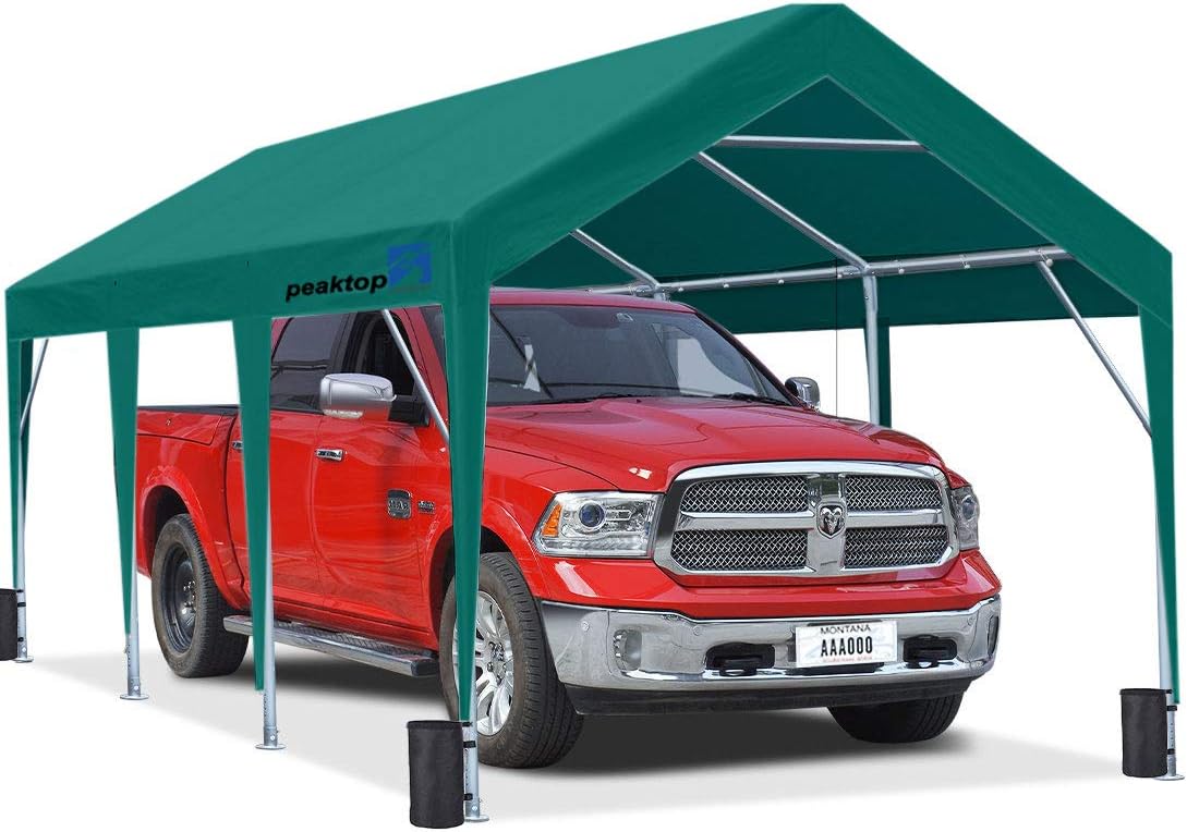 12 x 20ft Heavy Duty Carport with Reinforced Triangular Beams and 4 Weight Bags C184538