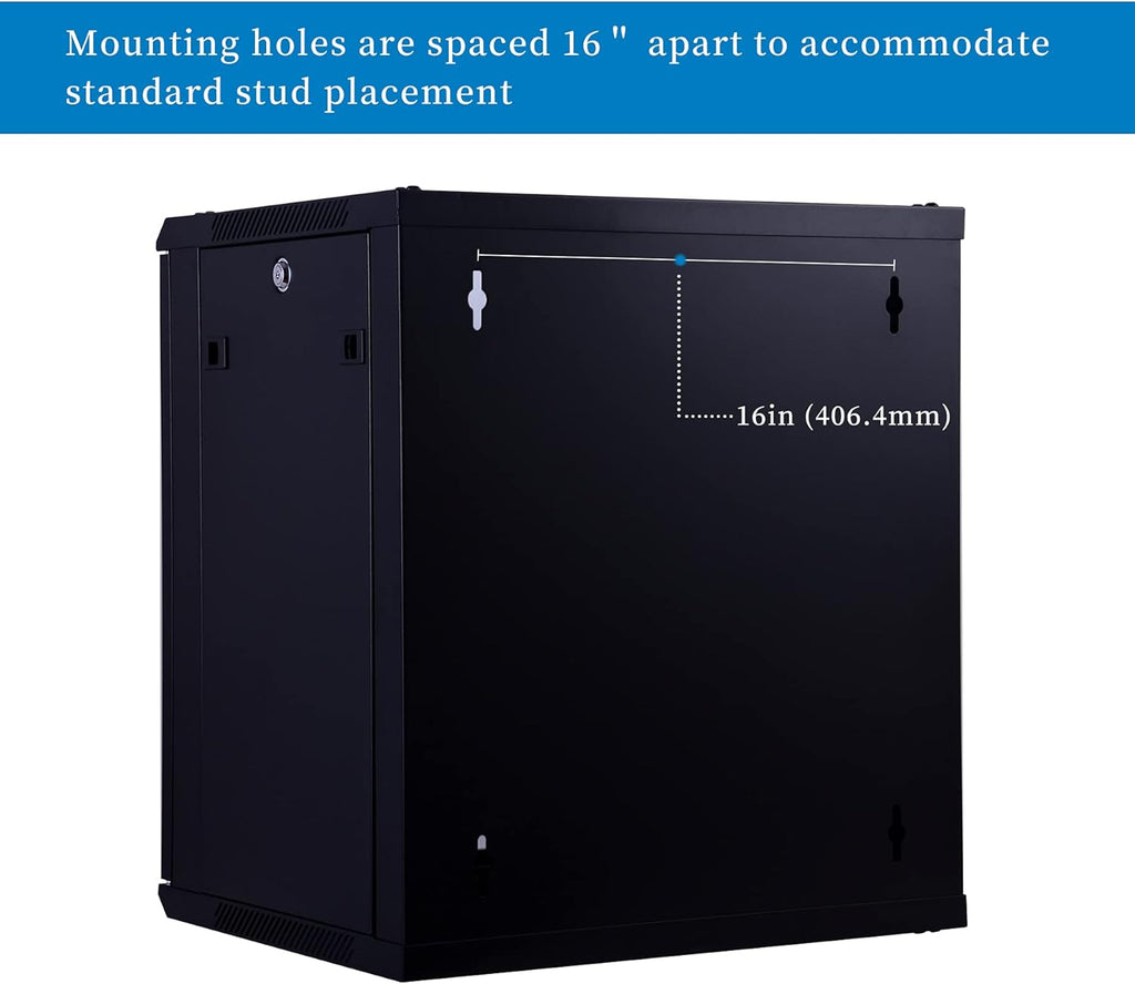 12U Wall Mount Server Cabinet Network Rack Enclosure, Black L8330