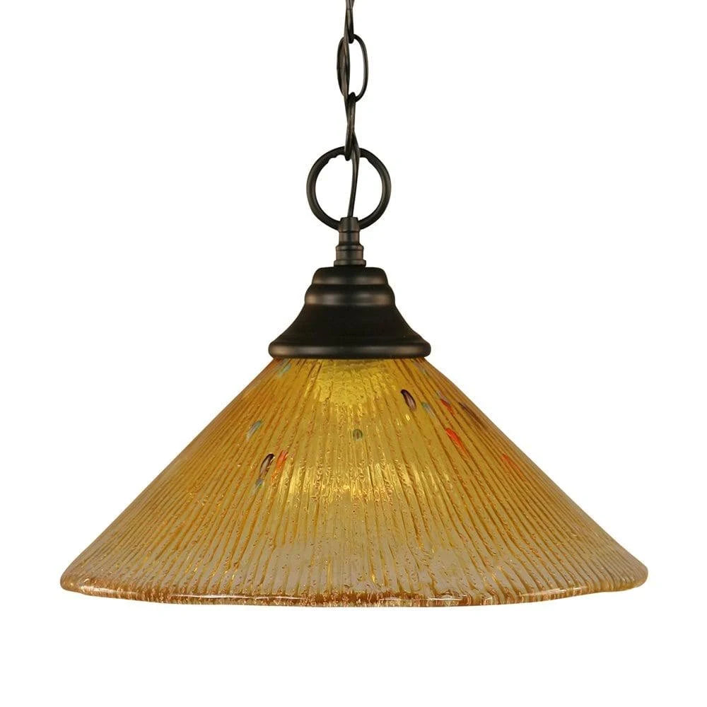 One Light Chain Hung Pendant Matte Black Finish with Gold Champagne Crystal Glass K959912