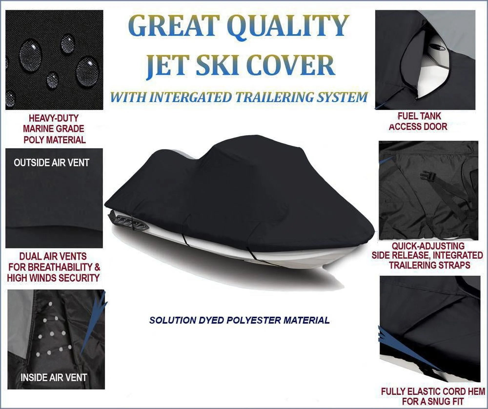BLACK 600 DENIER JetSki Cover 2 Seater Y62712