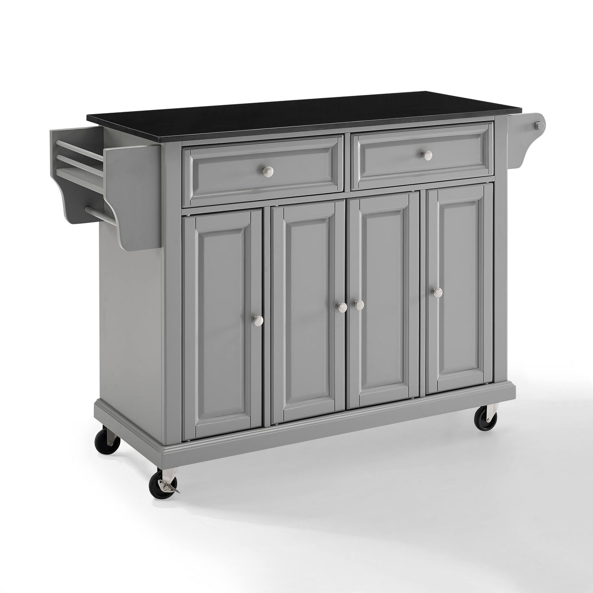 Solid Black Granite Top Kitchen Cart Island E300