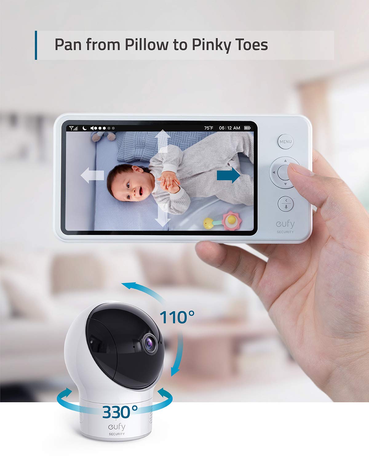Video Baby Monitor with Camera and Audio, 720p HD, Night Vision, 5 Display Y73537