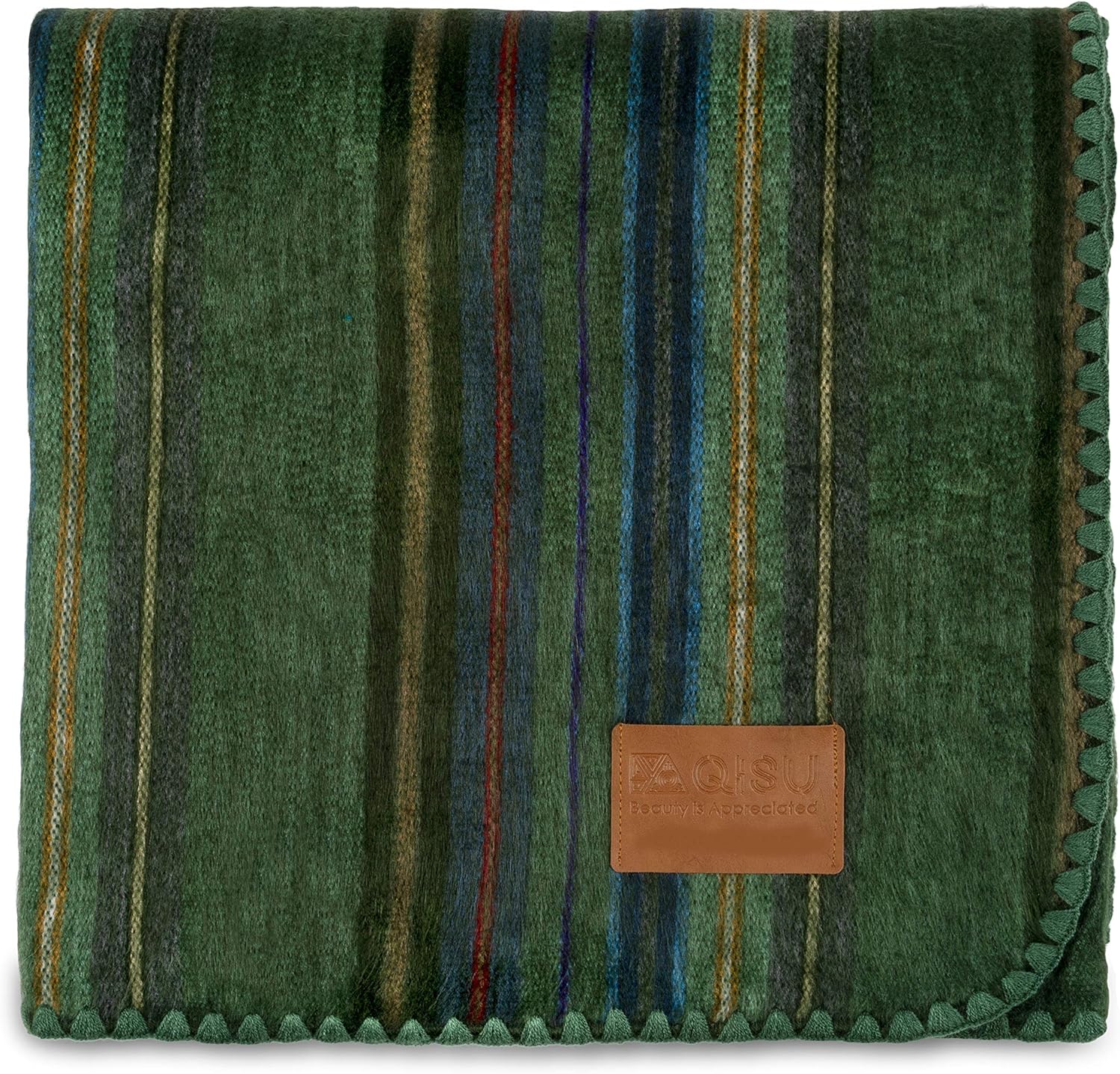 Alpaca Wool Blanket Throw, 85 x 65 inches, Deep Blue Splash V509331