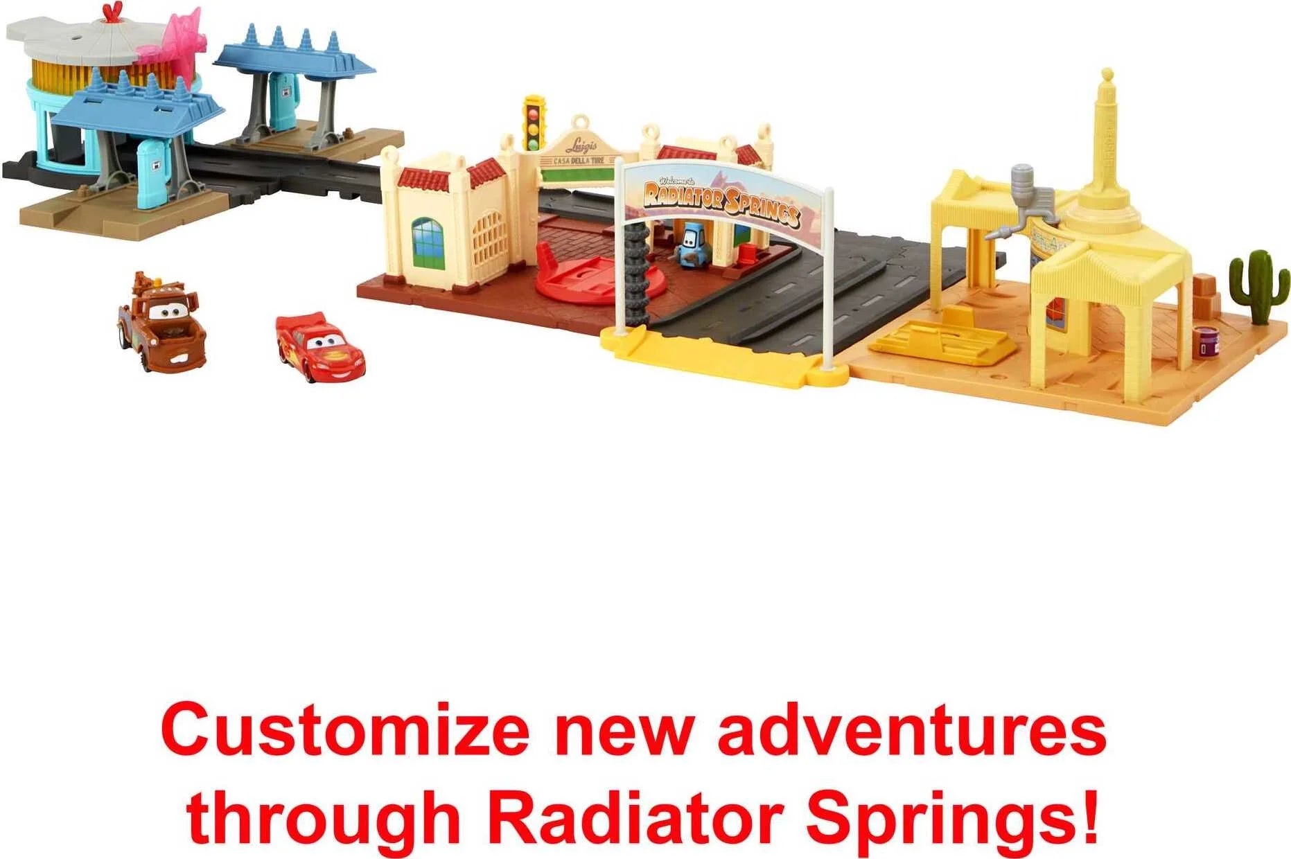 Radiator Springs Tour Playset with 2 Toy Cars & Light-Up Countdown T333