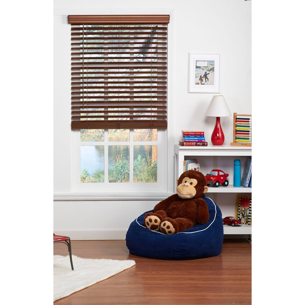 Dark Oak Cordless Faux Wood Blind N98518