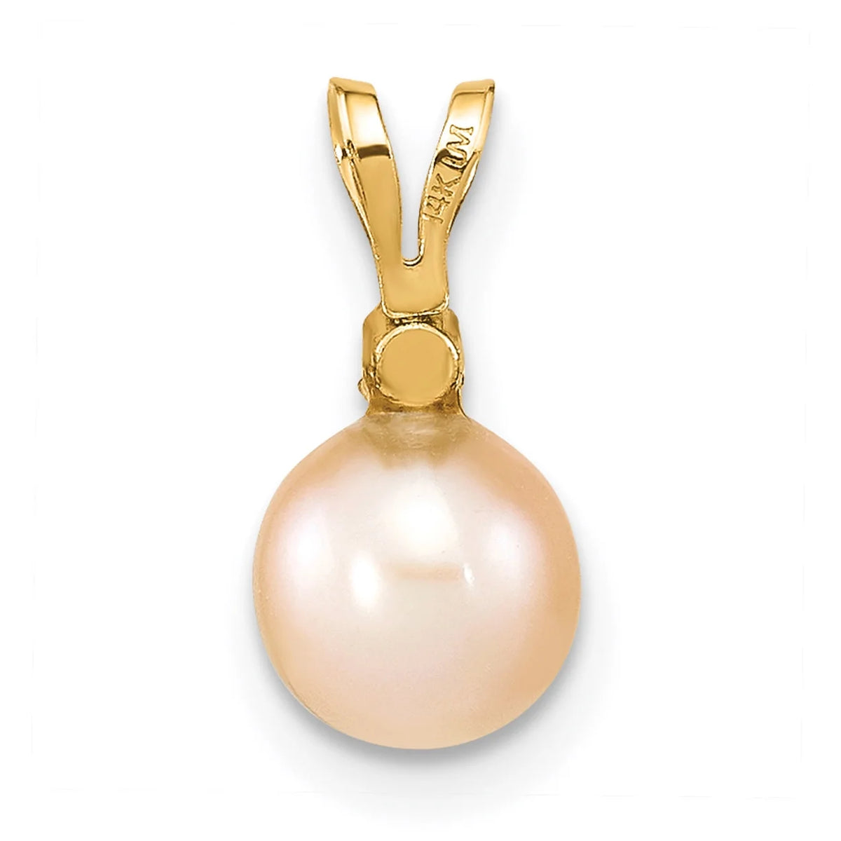 14K Yellow Gold Pink Freshwater Cultured Pearl Diamond Pendant Charm Necklace 18'' B4635