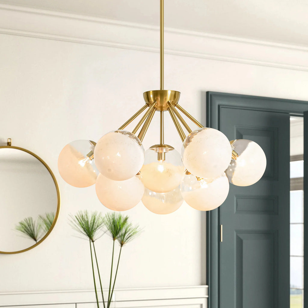 10-Light Dimmable Glass Globe Chandelier I9634