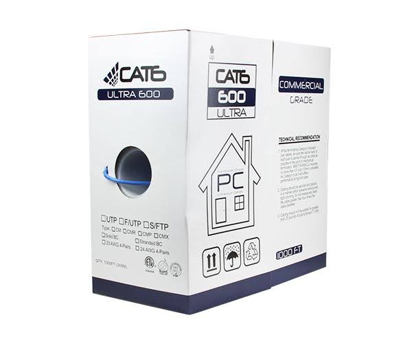 Cat6 UTP Bulk Ethernet Cable, Solid Copper, 23 AWG 1000ft, Gray E157