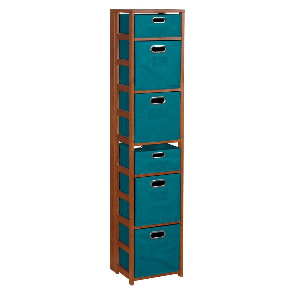 Square Folding Bookcase with Fabric Bins O130914