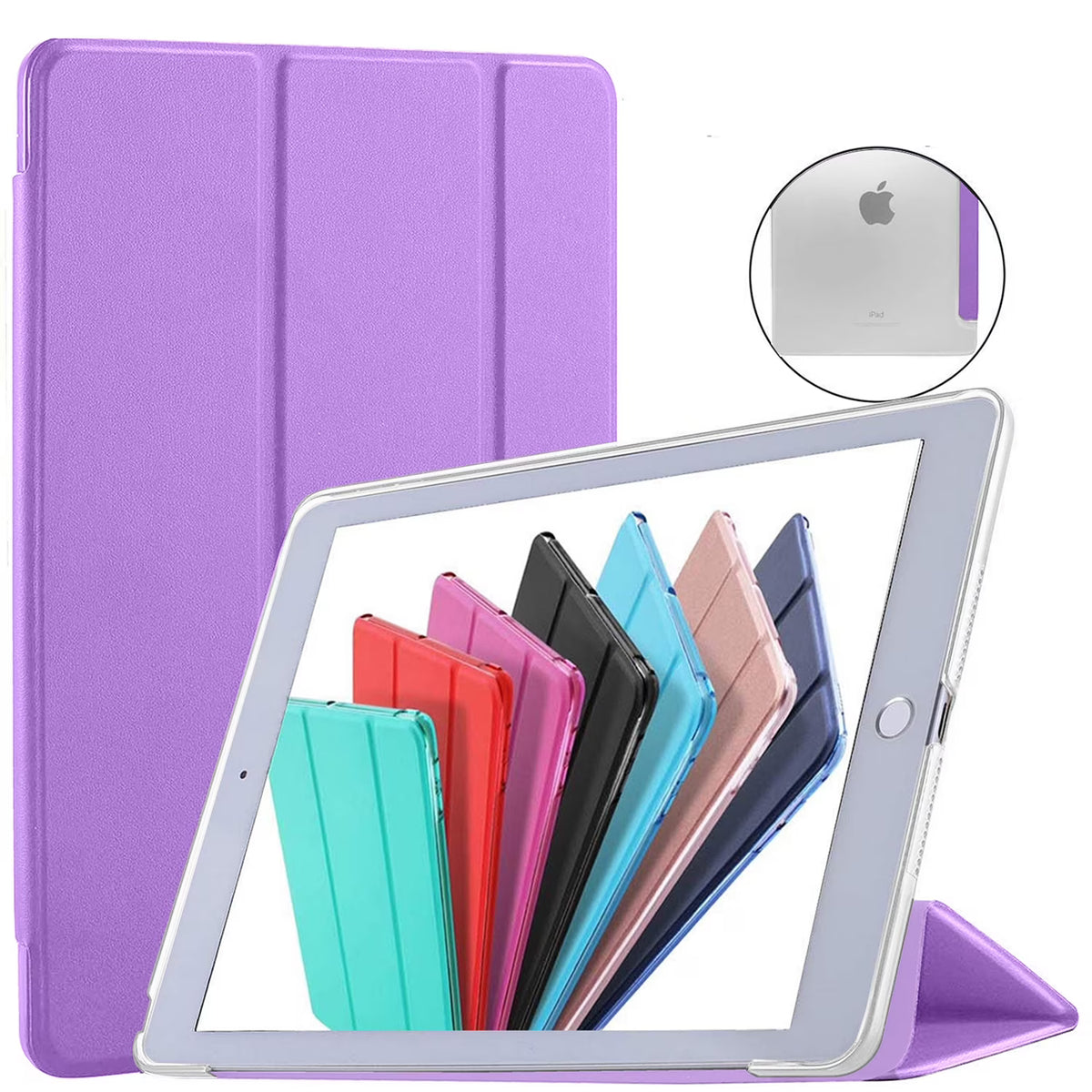 Purple TriFold Hard Smart PC Back Cover for iPad Air 9.7 Inch N619
