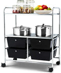 Blue & Green Rolling Storage Cart with 4 Drawers 2 Shelves M364672