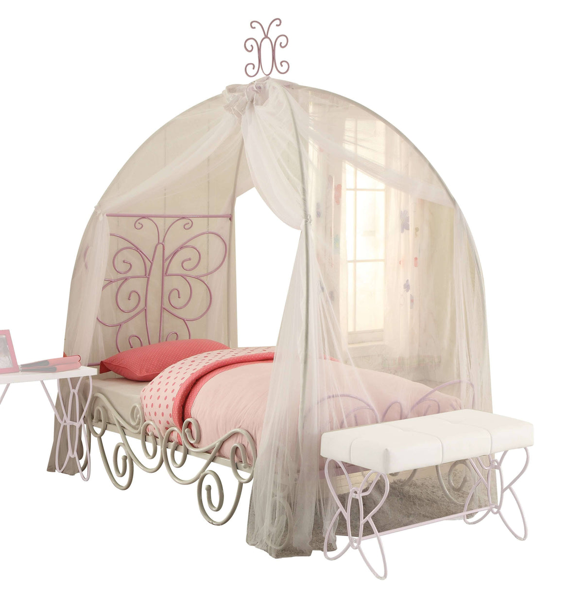 White Light Purple Full Canopy Bed G471