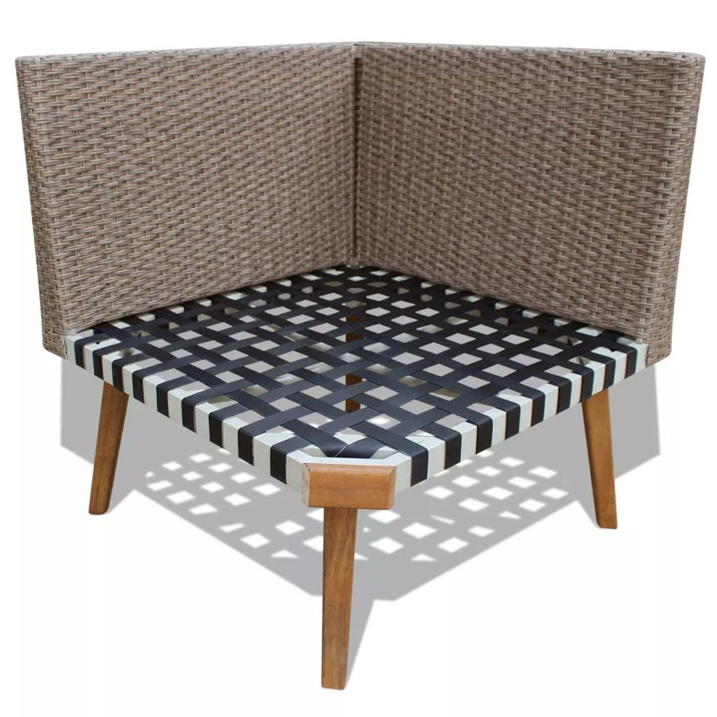 4 Piece Gray Poly Rattan Outdoor Sectional Sofa with Coffee Table and Cushions V1997