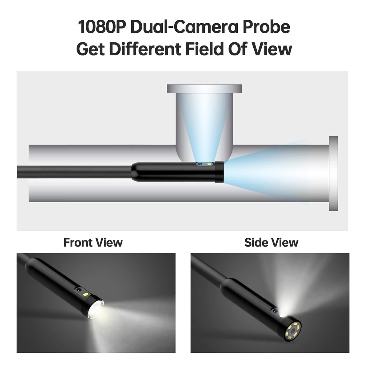 Dual Lens Endoscope with Light Flexible Snake Probe (16.5ft) K8802