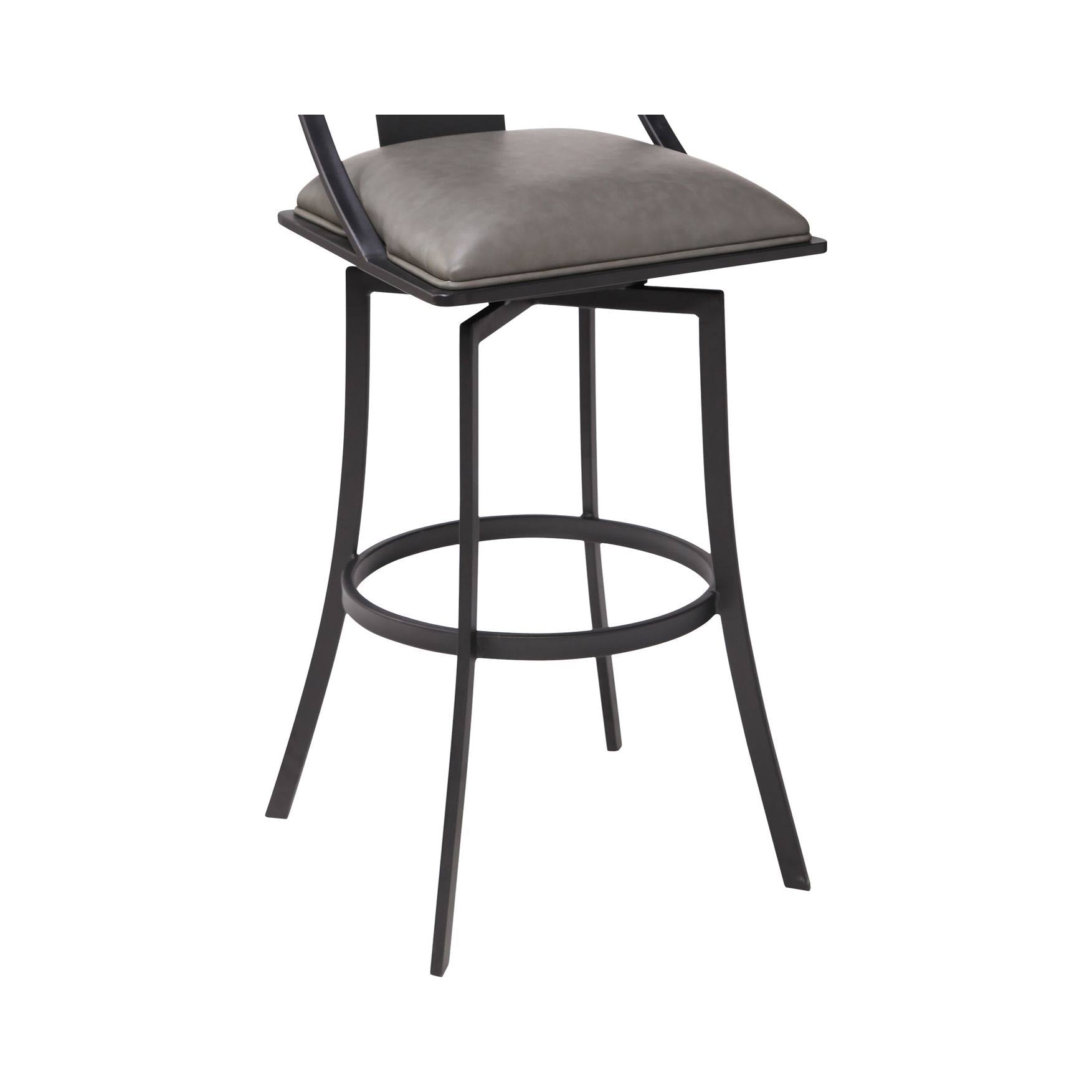 Matte Black Vintage Grey Faux Leather Bar Height Barstool S170