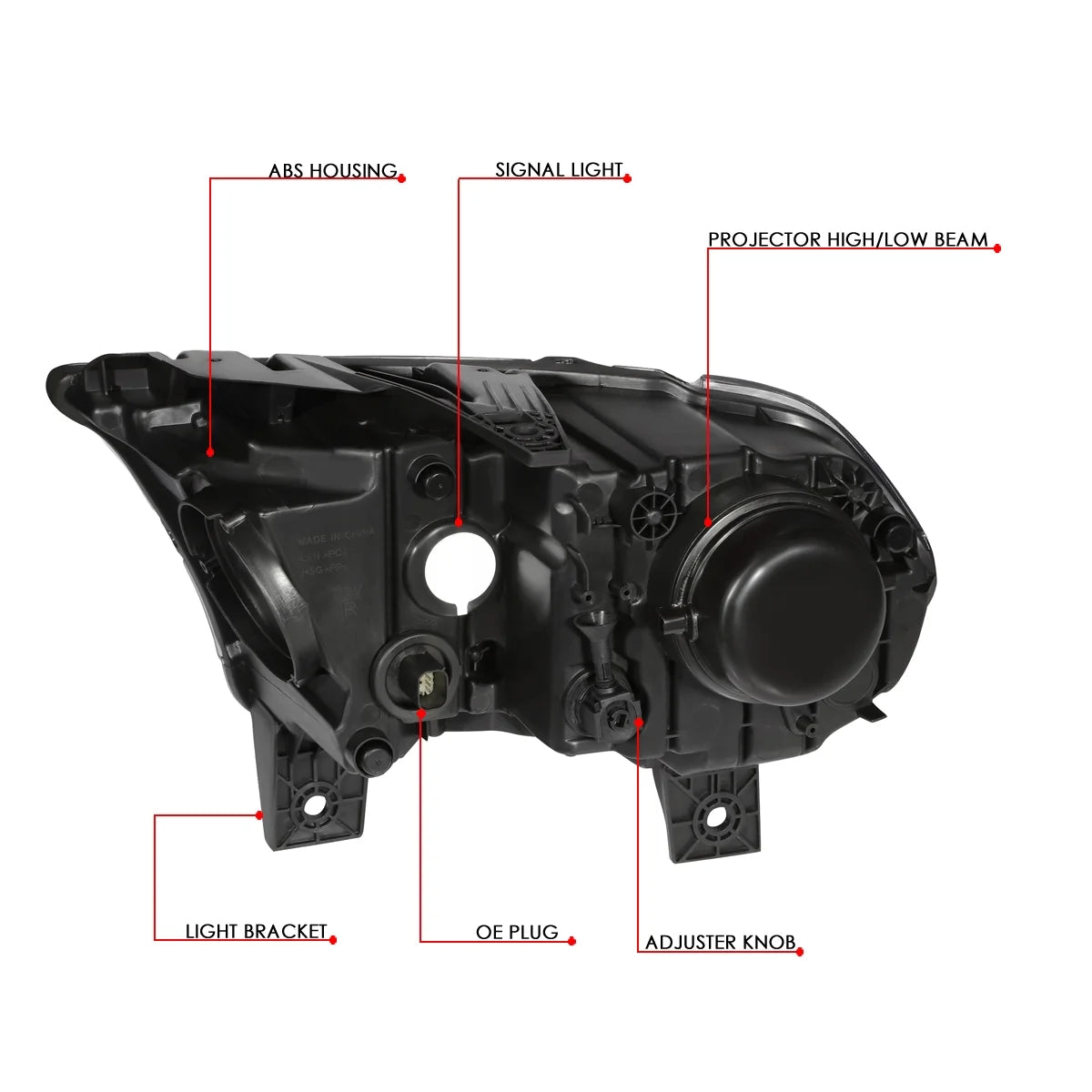Pair Factory Style Projector Headlight Lamp with LED Side Marker Light Black Housing Clear Corner M8727