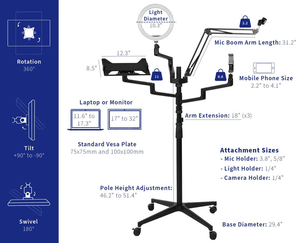 All-In-One Studio Live Stream Mobile Floor Stand H10986
