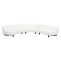 Modular Curved Armless Sofa in Faux White Shearling with Black Wood Leg Base, 3 Piece O151384