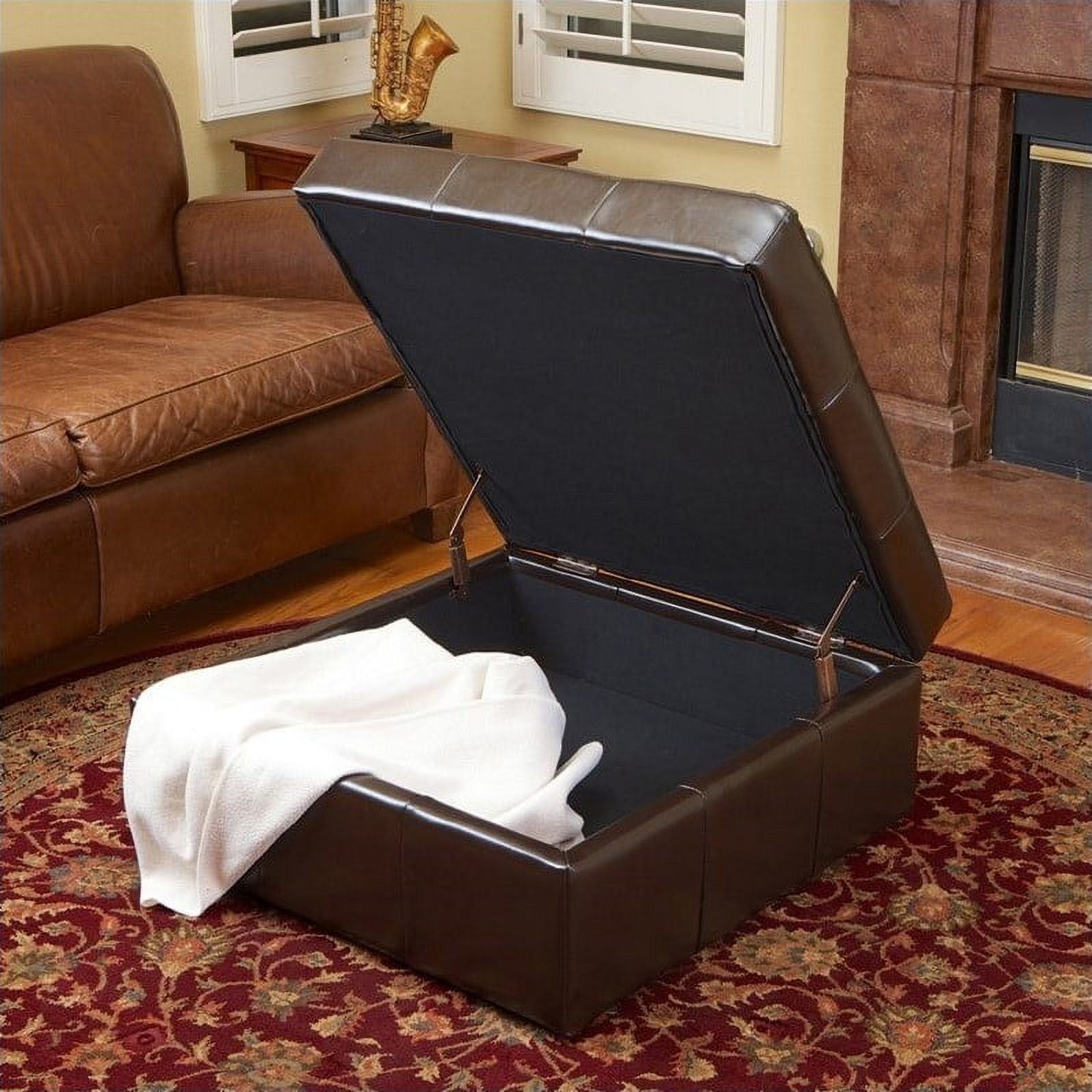 Leather Storage Ottoman in Brown Y6241