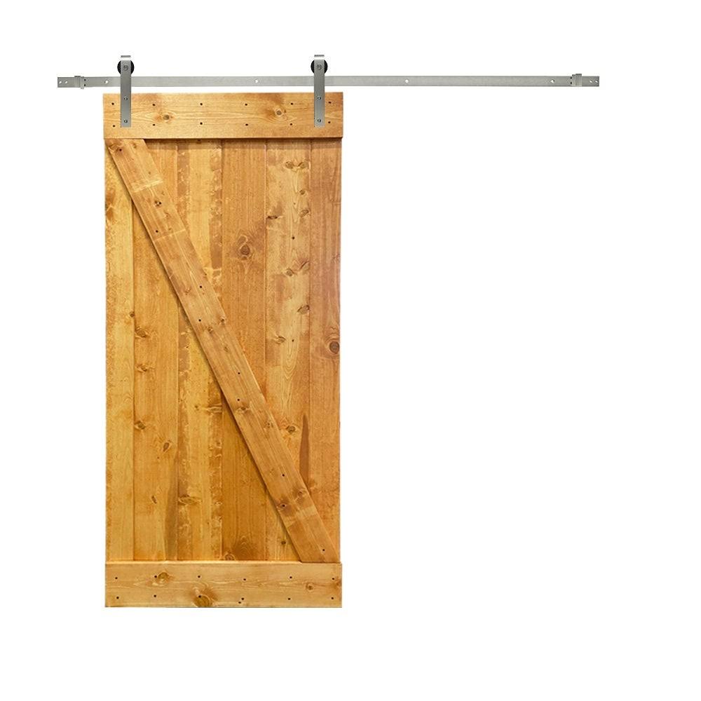 Weather Gray Stained Wood Interior Sliding Barn Door with Hardware Kit X7664