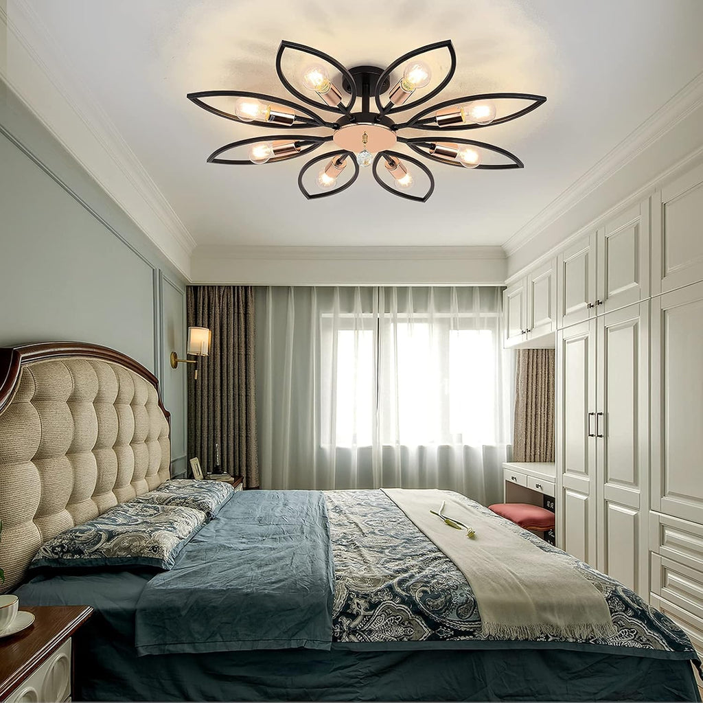 Black 6 Lights LED Semi Flush Mount Ceiling Light U52101