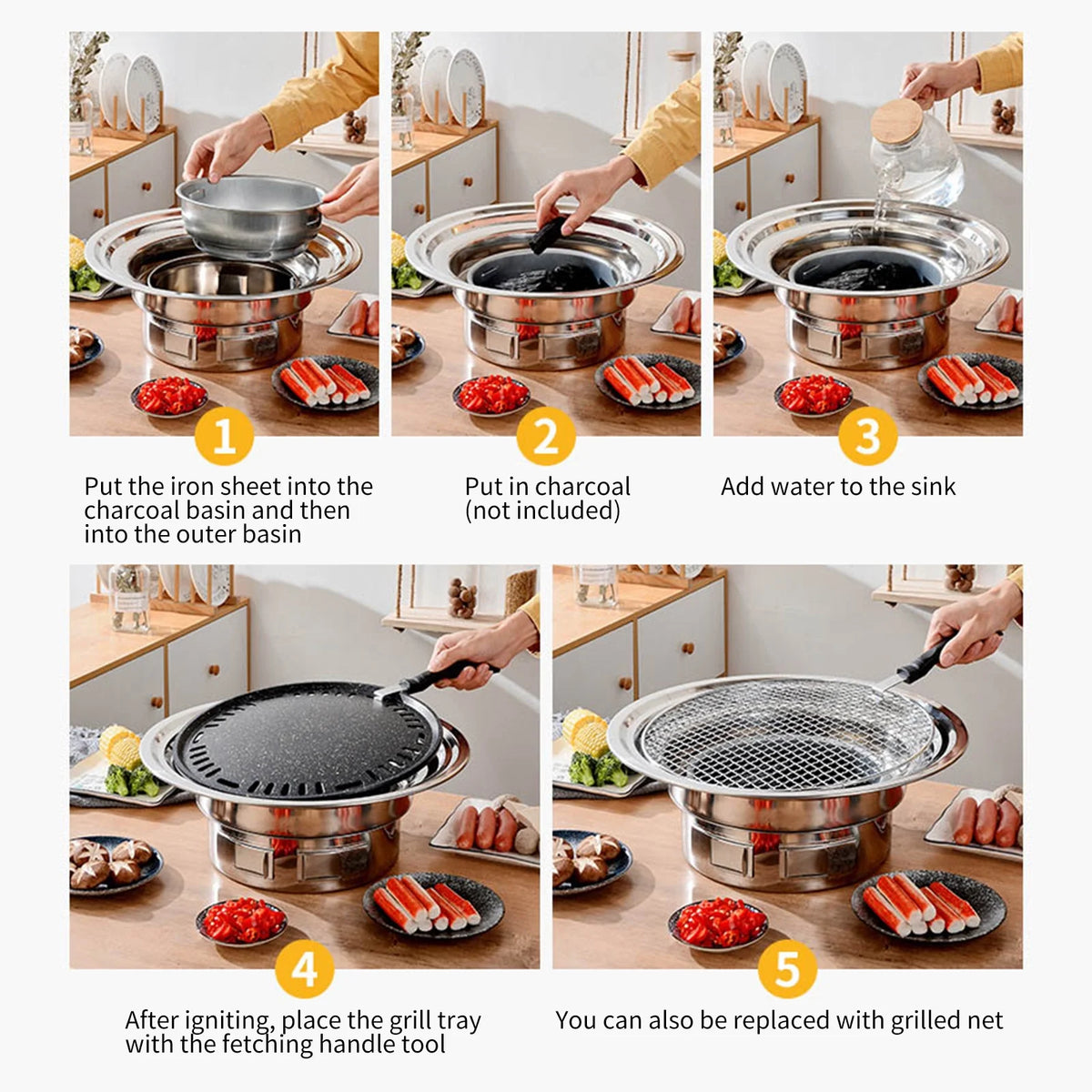Korean BBQ Tabletop Charcoal Grill 13 Inch D16731