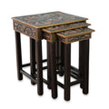 Tooled Leather Wood Side Table (Set of 3) D9936