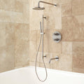 Brushed Nickel Thermostatic Tub and Shower System J49098